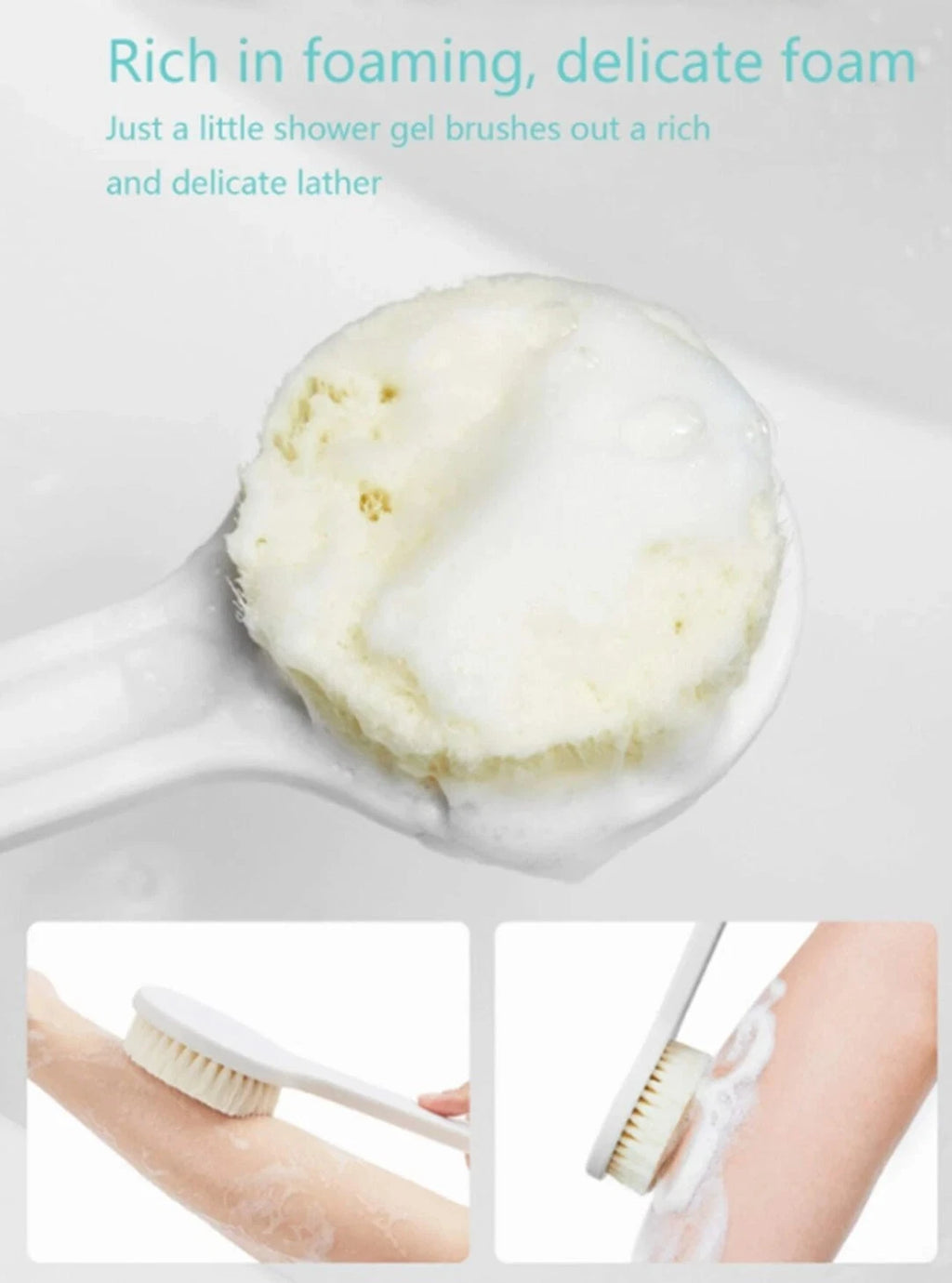 1 piece Silicone Shower Body Scrub Long Handle Massage Bath Brush Back Scrubber