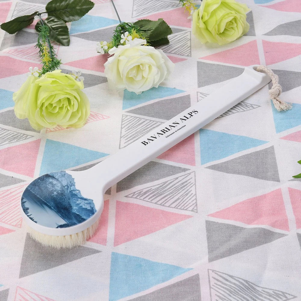 Bath Brush Exfoliating Back Scrubber for Shower Printed Long Handle