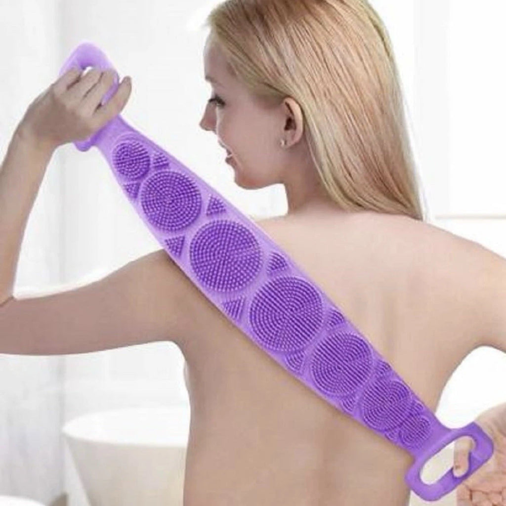 Silicone Bath Body Scrub Brush - Exfoliating Bath Belt, Cleaning Back Towel