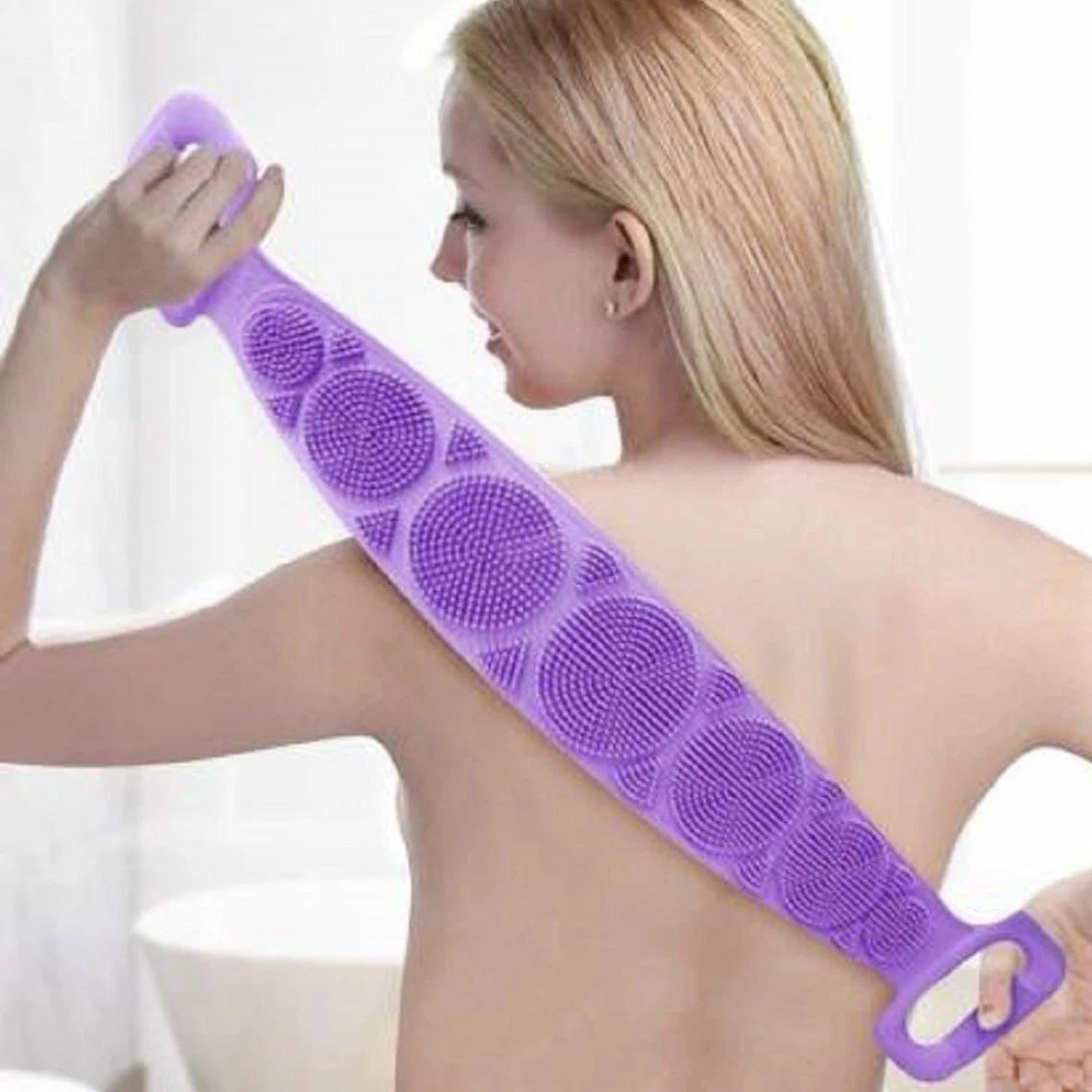 Silicone Bath Body Scrub Brush - Exfoliating Bath Belt, Cleaning Back Towel