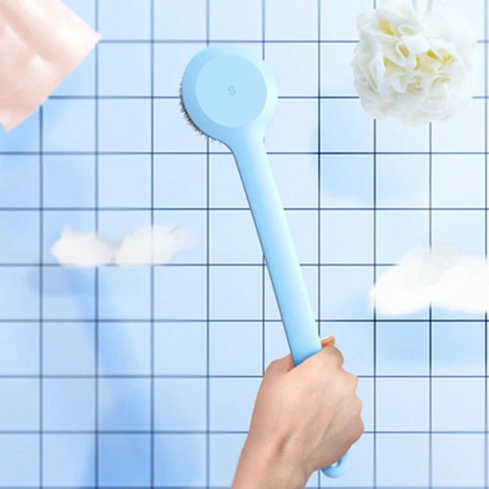 2 Pcs Bath Brush Shower Scrubber for Body Long-handled Back Cleaning Scrubbers