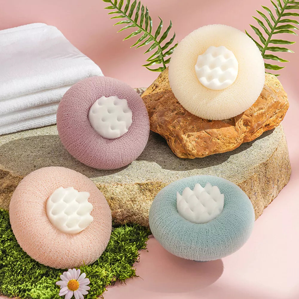 Sunflower Bath Puff Ball Super Soft Shower Exfoliating Towel with Suction Cup