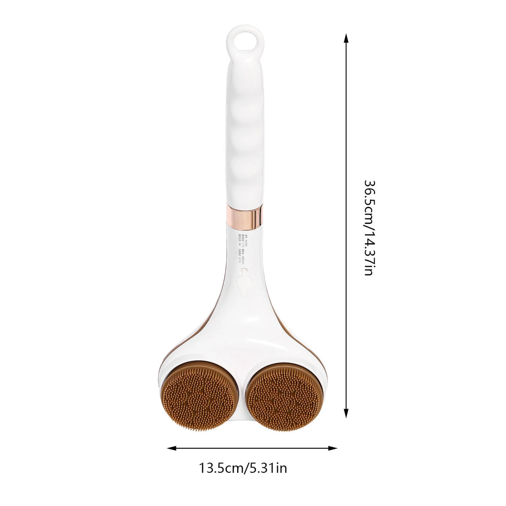 Electric  Long Handle Shower Brush 2 Head Rechargeable Body Brush Back Scrubber