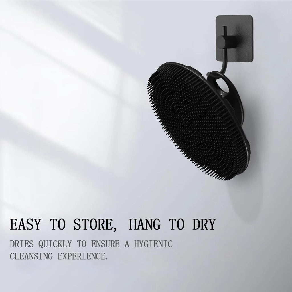 Black Soft Silicone Body Scrubber - Hygienic Exfoliating Shower Brush for Family