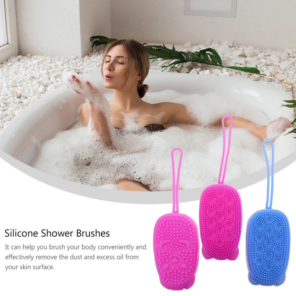 3 Pcs Bath Brush Body Scrubber Exfoliator Silicone Men Shower for