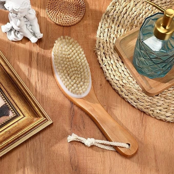 12-PCS 100% Natural Boar Bristle Spa Body Brush Contour Wooden Handle SA2011x12