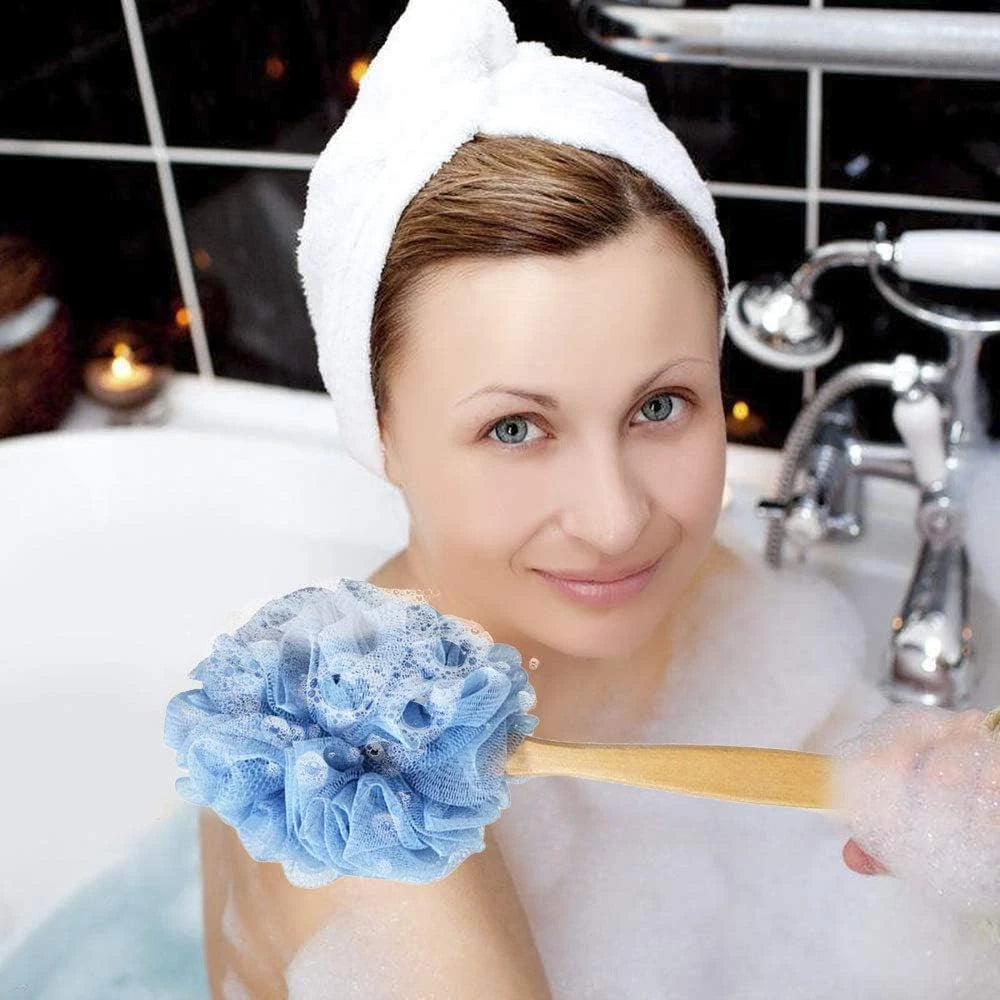 Loofah with Handle, Shower Sponge, Bath Brush, Back Scrubber, PE Soft Mesh