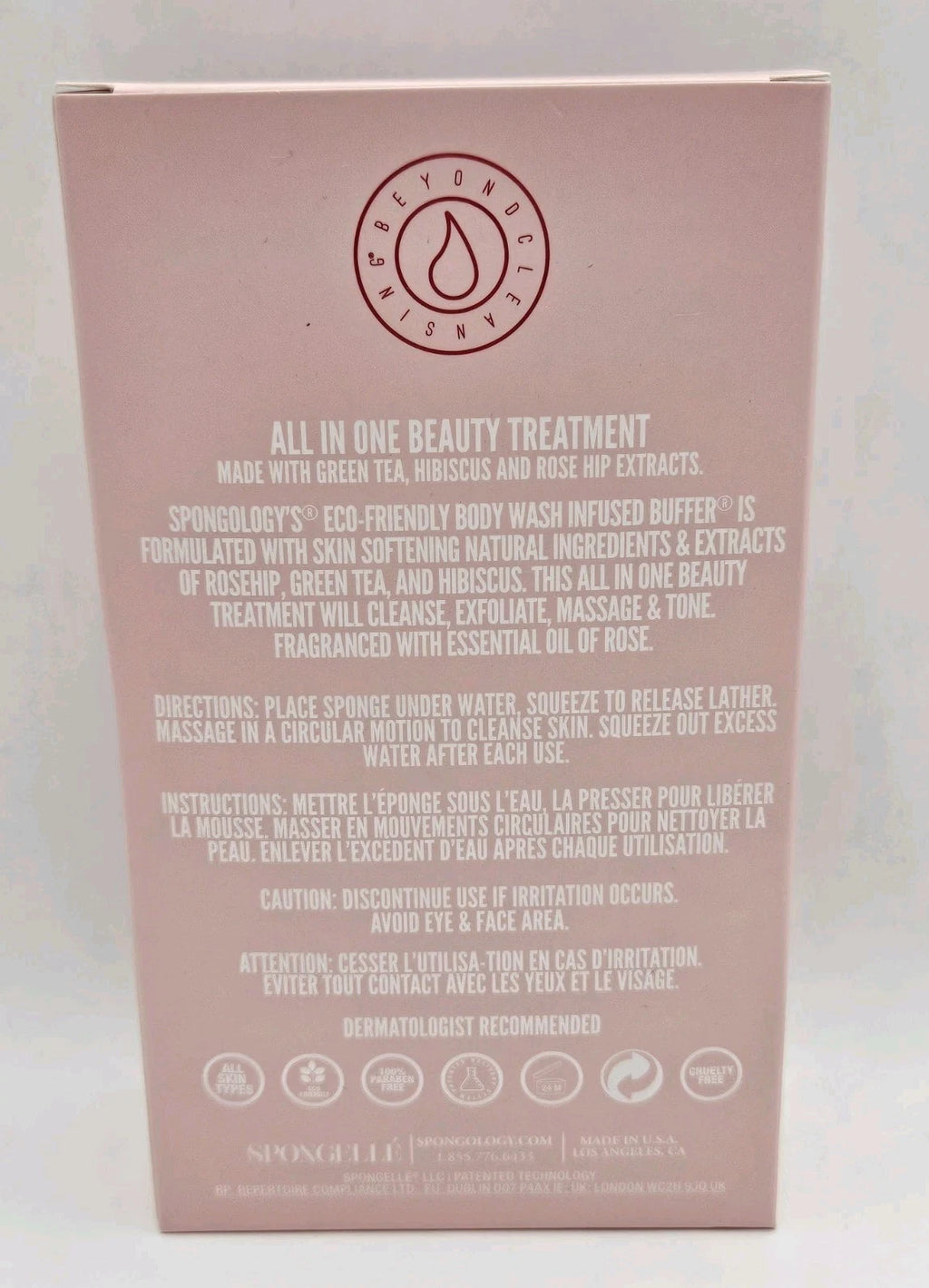 Spongelle Spongology Body Wash Infused Body Buffer Rose 4oz NEW 20+ Washes