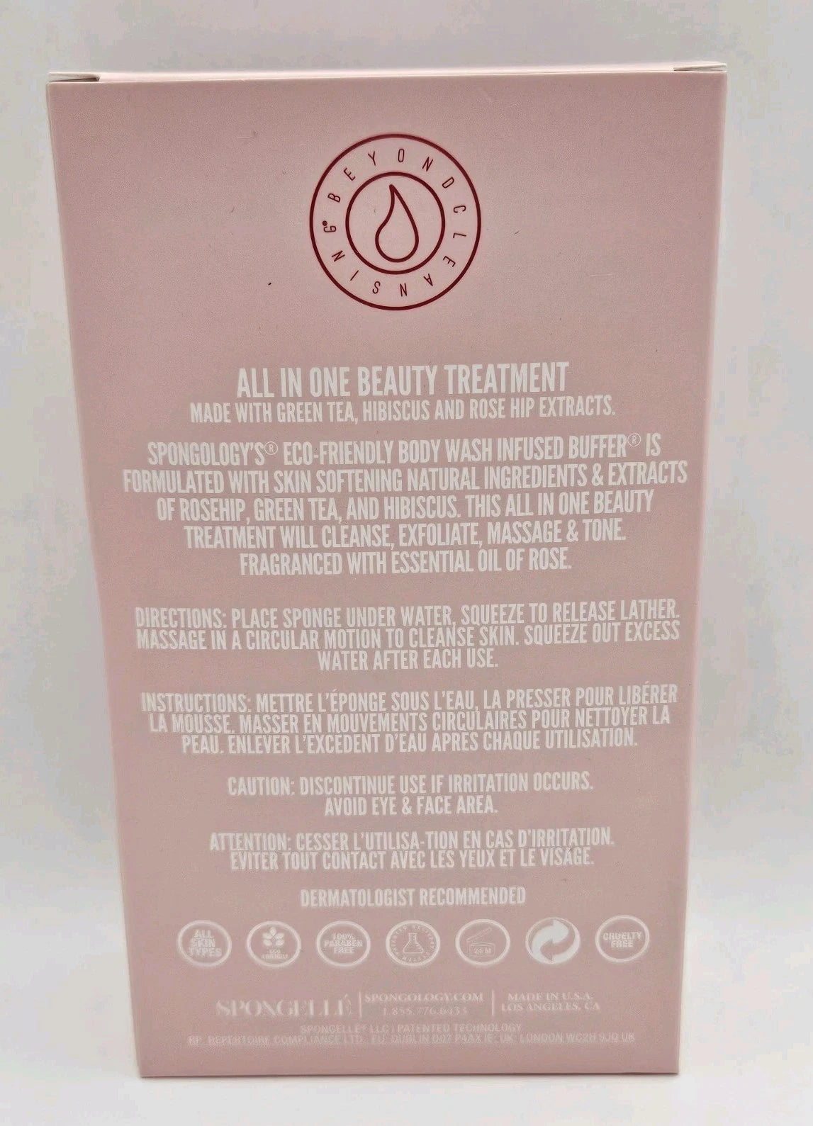 Spongelle Spongology Body Wash Infused Body Buffer Rose 4oz NEW 20+ Washes