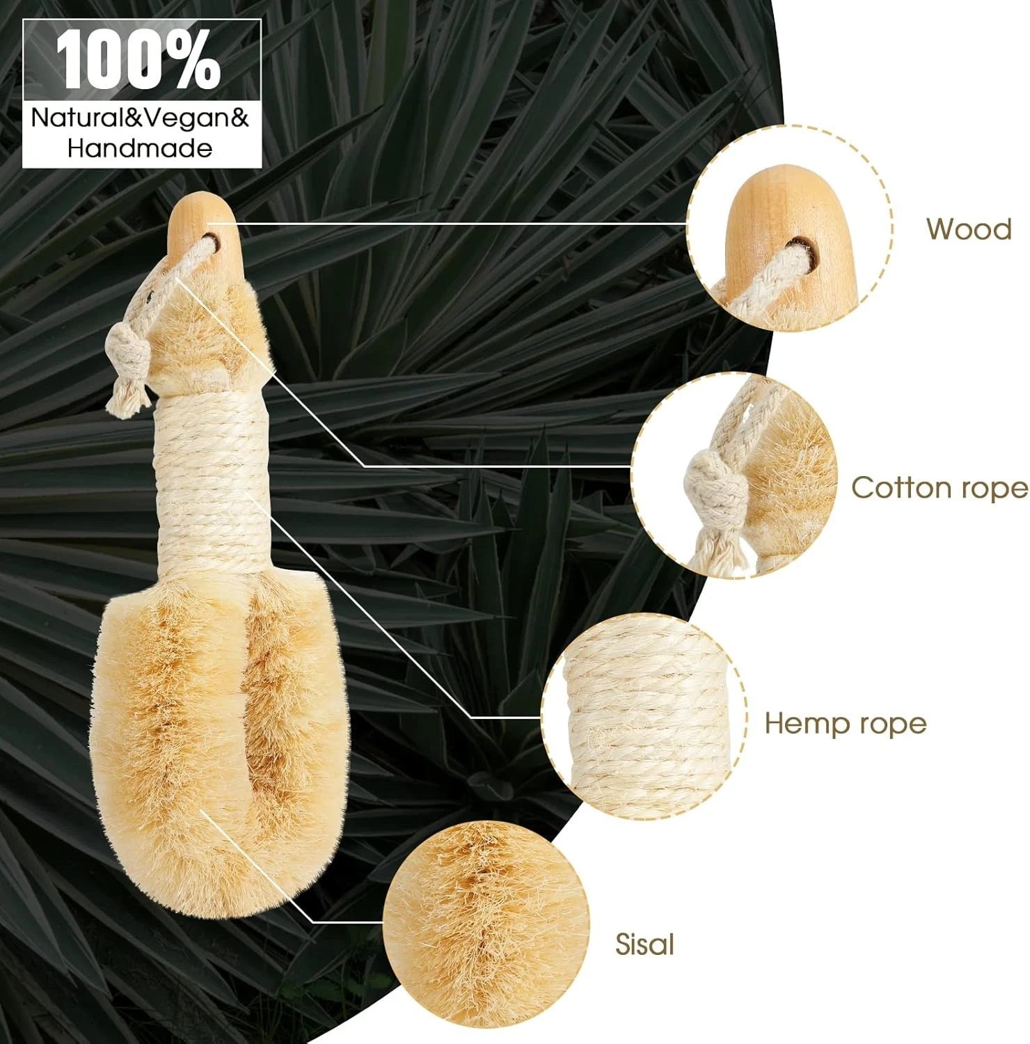 Dry Brushing Body Brush for Skin - Exfoliating Body Scrubber Brushes Natural Sis