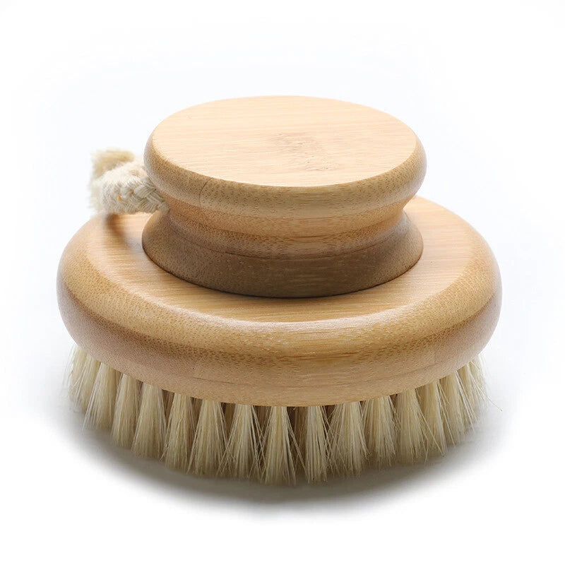 Engrave Logo-Bamboo handle bath brush body brush dry brush clean brush sisal