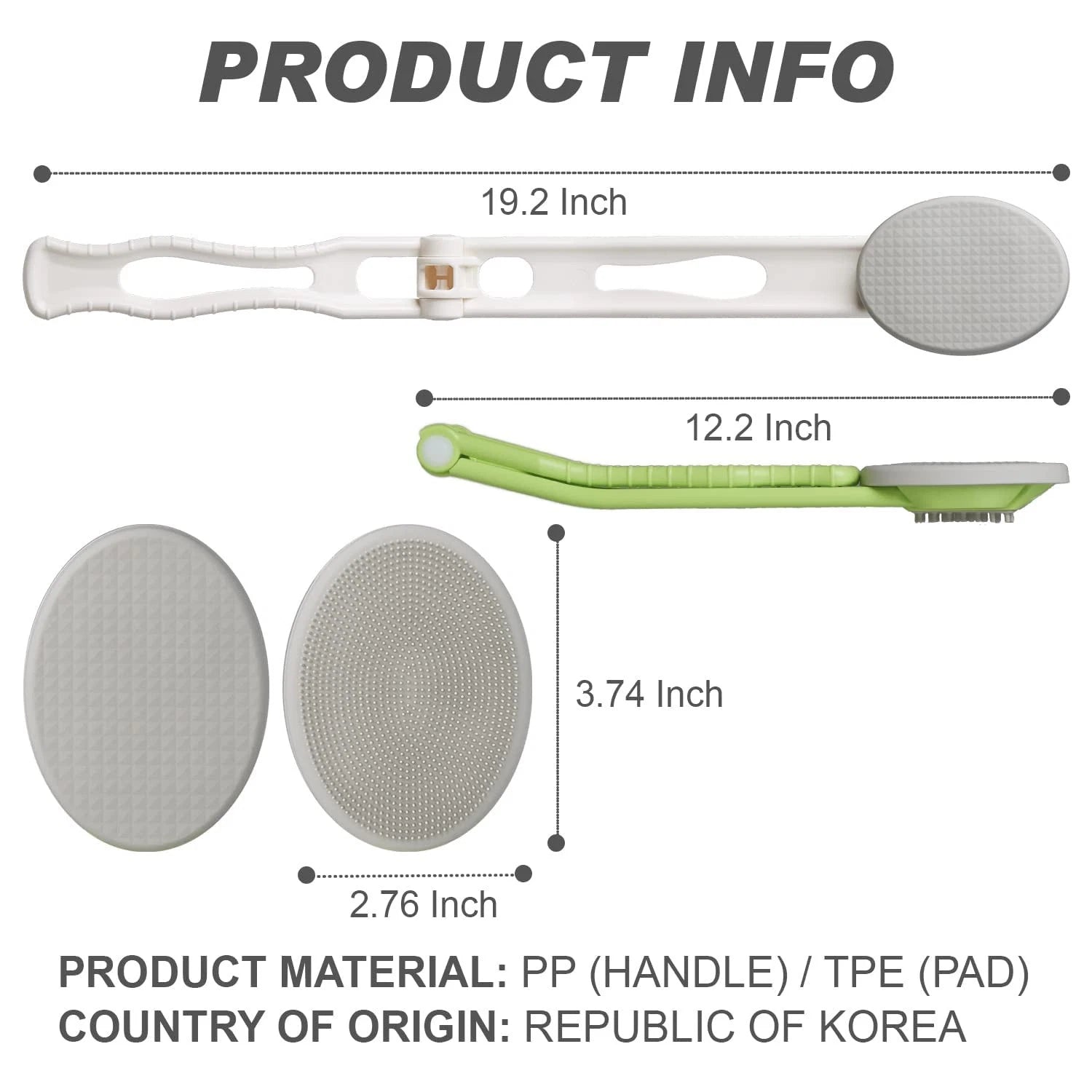 Lotion Applicator for Back 19" Long Handle Massage Tool with Pads