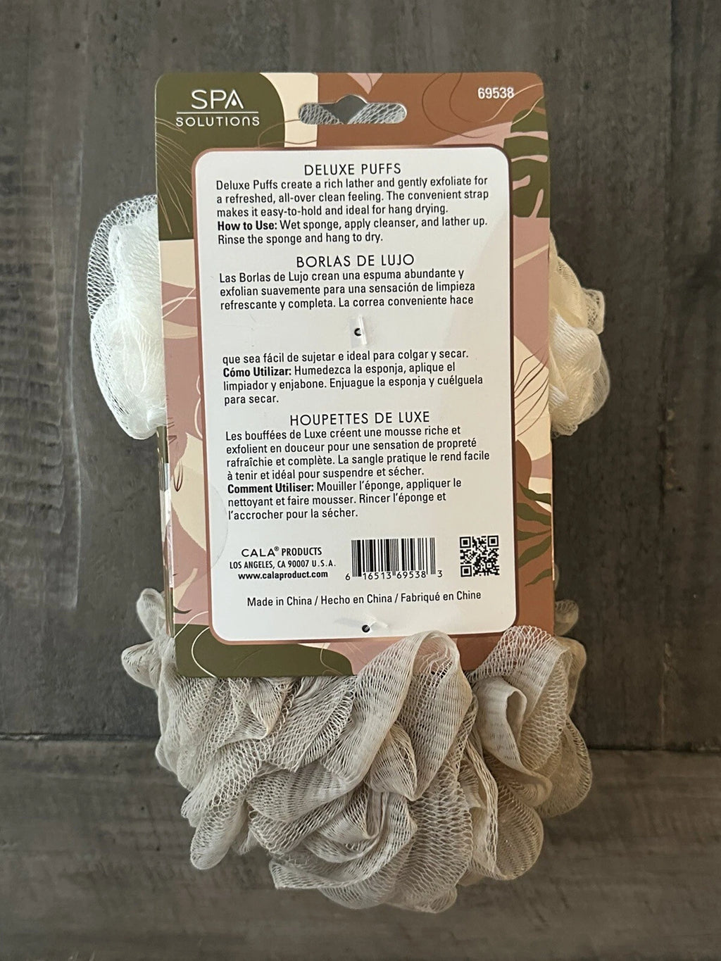 Spa Solutions 2 Pack Bath Deluxe Sponges Puffs Ivory/Tan Exfoliating & Cleansing