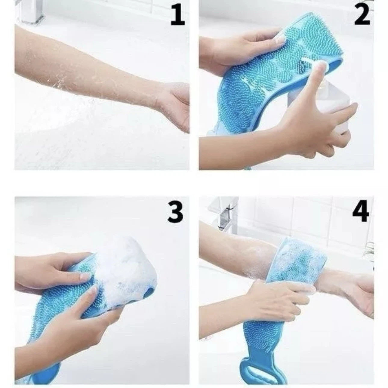 Silicone Bath Body Scrub Brush - Exfoliating Bath Belt, Cleaning Back Towel
