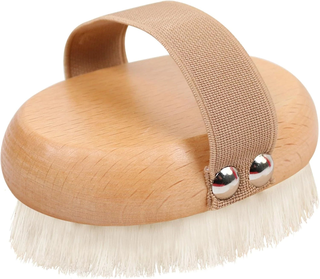 Dry Brushing Body Brush with Soft Nylon Bristles Antiskid Wooden Exfoliator Bath