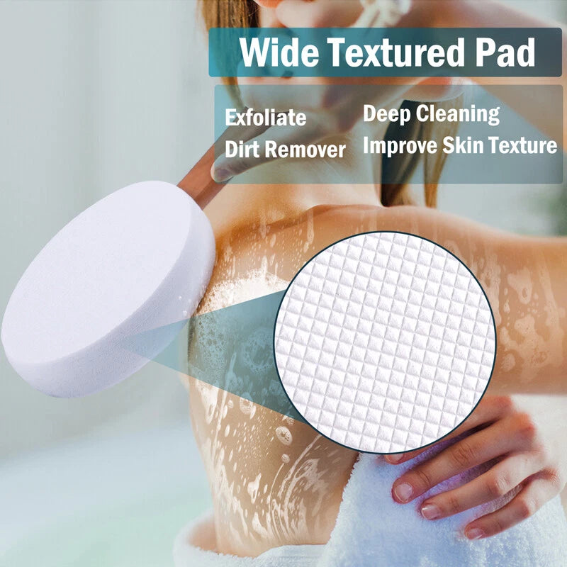Body Brush Shower Scrubber Lotion Applicator Sponge Bath Back Brush Long Handle