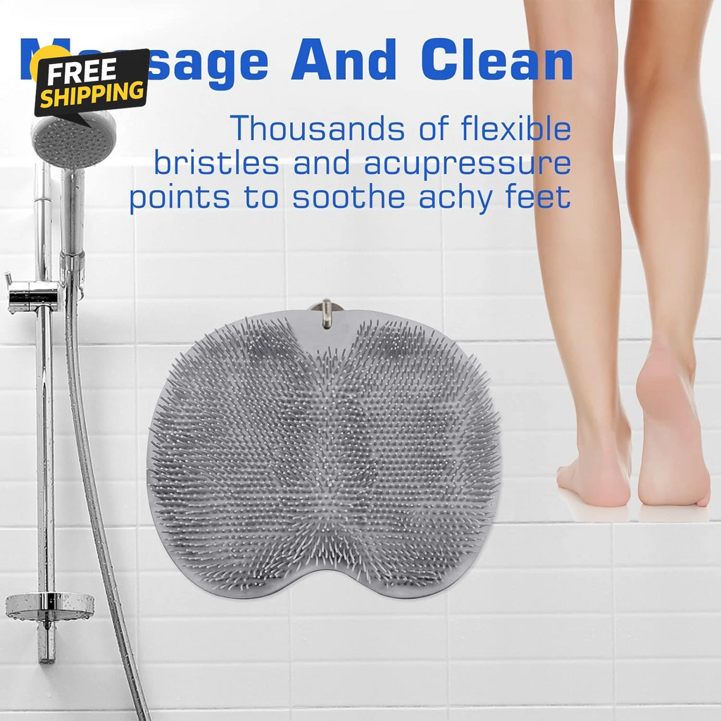 Shower Foot Scrubber Mat Back Washer Exfoliating Bath Wash Pad Wall Mounted Slip