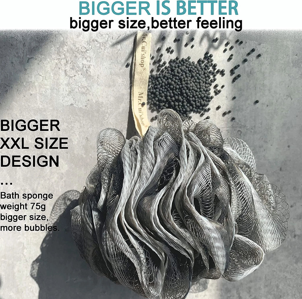 2 Pcs/Set Charcoal Exfoliating Loofah Bath Back Brush on a Stick - Long Handle