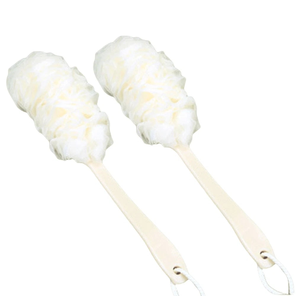 2 Pcs Rub The Back Bath Flowers Body Scrubber with Extending Handle Brush