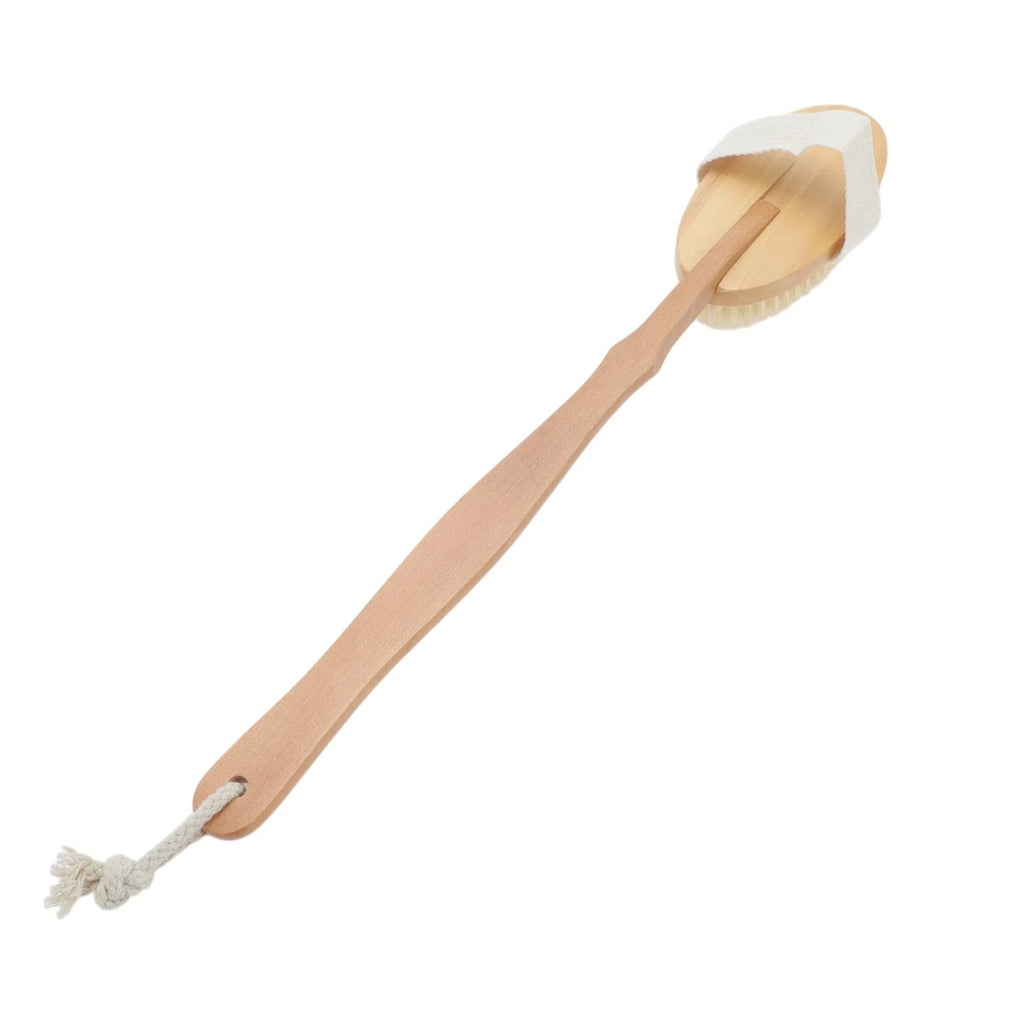 Dry Brushing Body Brush Wooden Long Handle Back Scrubber for Shower Bath
