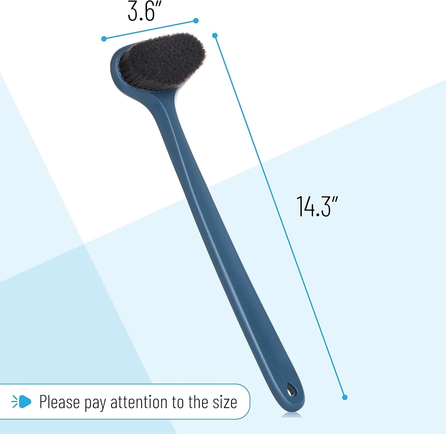Slick-Back Long-Handle Shower Scrubber, 14.3" - Back Brush for Showering