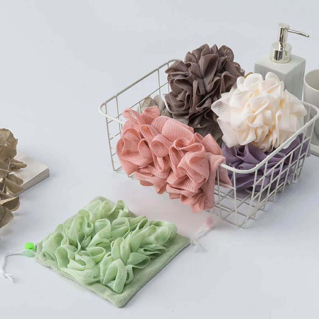 Exfoliating Large Body Scrubber Sponge Brush Puff Bath Loofah Mesh Shower-Flower