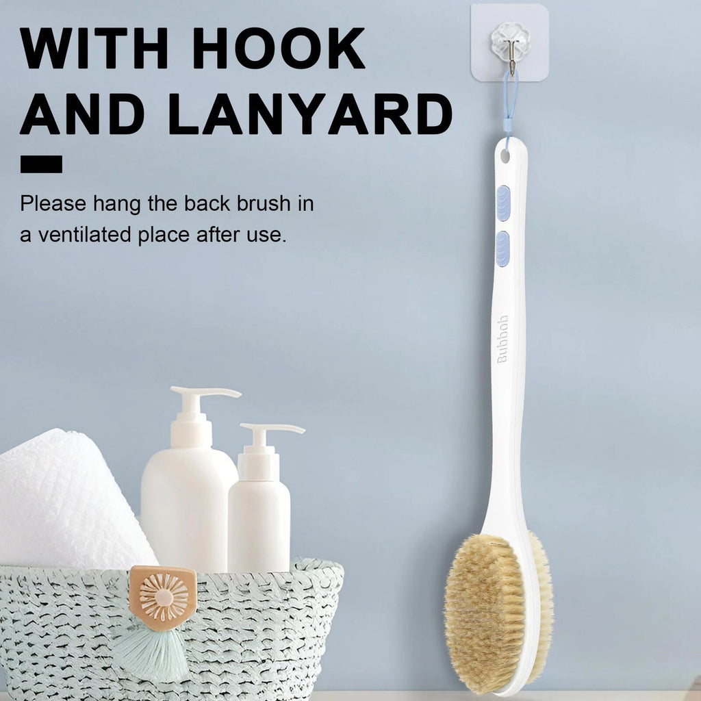 Back Brush Long Handle Shower Bath Scrubber For With Double Sided Bristles Wet