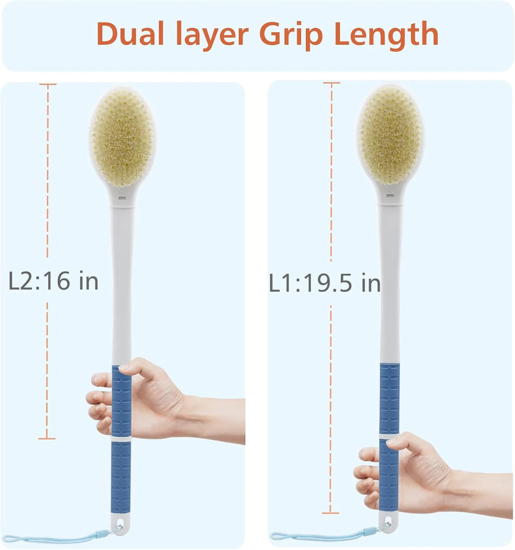 20.5" Extra Long Handle Back Scrubber Bath Brush for Shower, Dual-Sided with Sof