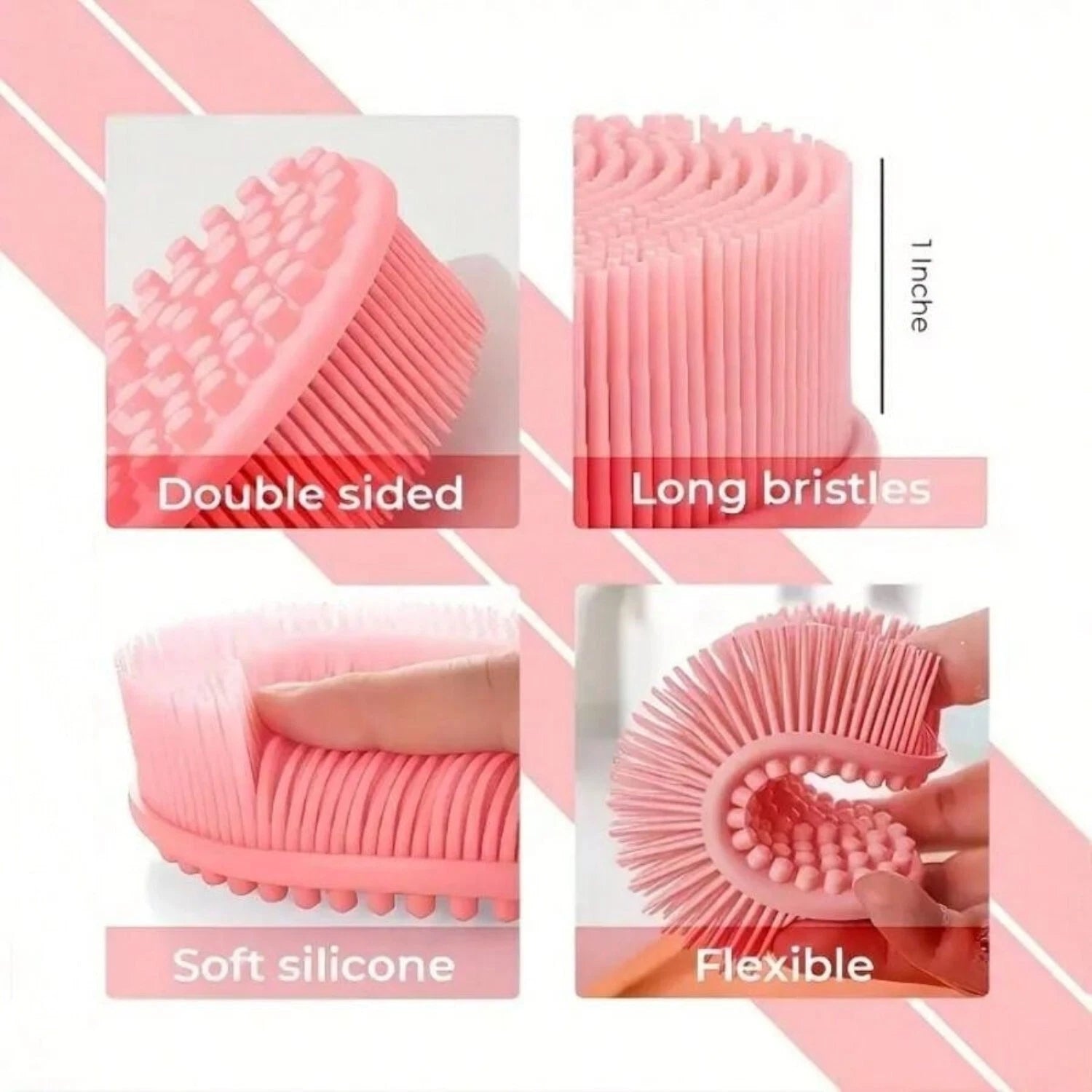 Silicone Body Brush Bath Brush Back Scrubber Easy Handle Bath Shower Brush