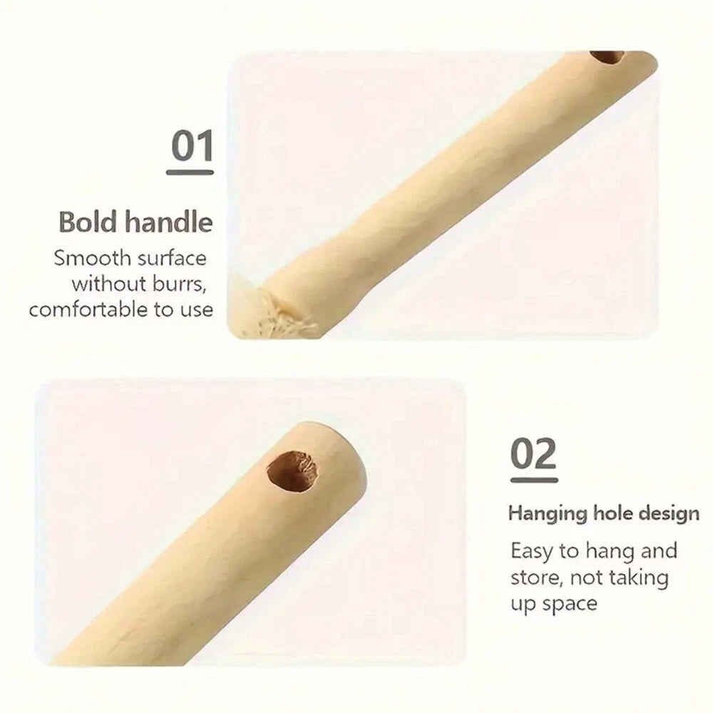 3PC Long Handle Toe Gap Cleaning Brush Foot Scrubber In Shower Wood Foot Brush