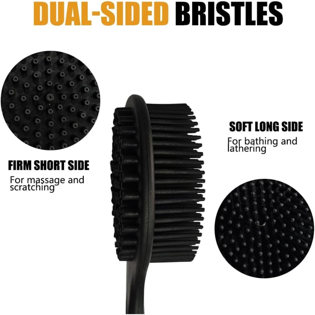 Soft Silicone Back Scrubber Shower Body Brush with Long Handle Double Sided