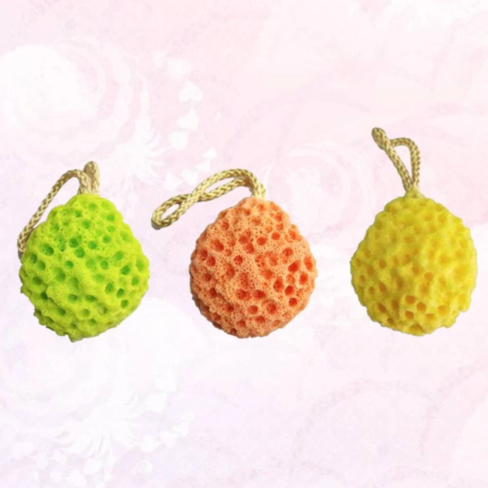 3 Pcs Bath Sponge Honeycomb Shower Brush Seaweed Cotton Exfoliating Cleaning