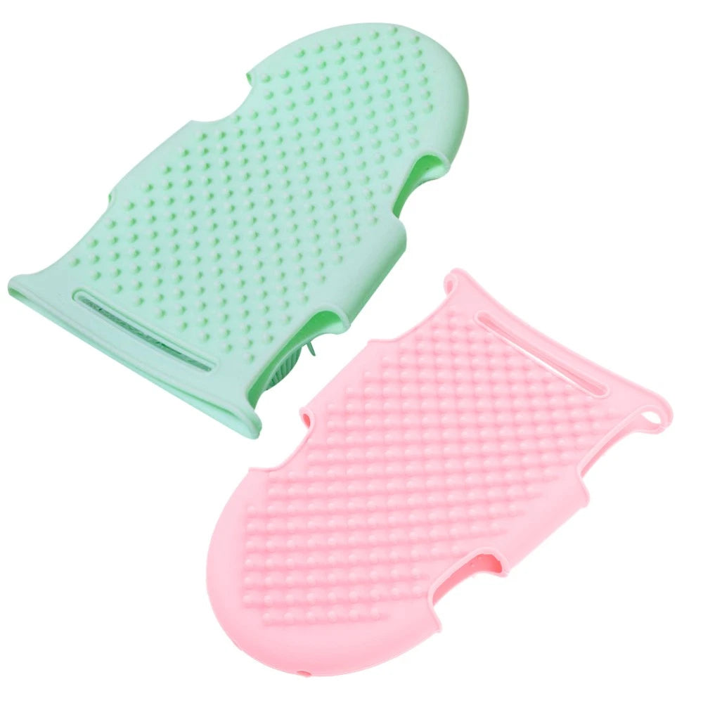 2 Pcs Bath Brush Child Soft Silicone Body Scrubber Portable Loofah