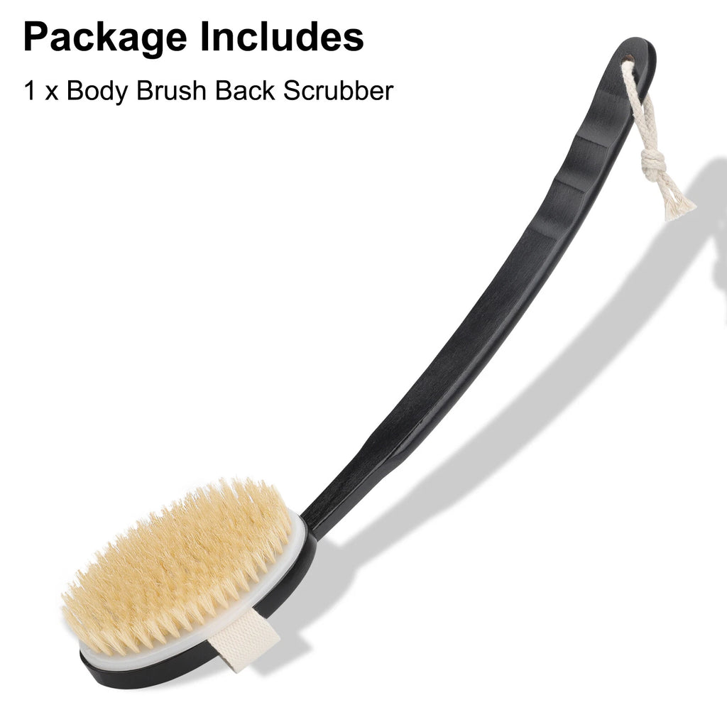 18.5" Long Handle Back Scrubber, Detachable Bath Body Bristle Brush for Shower
