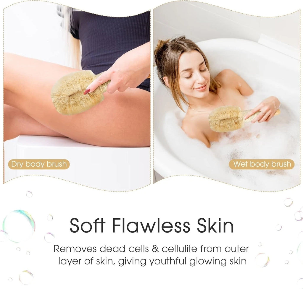 Dry Brushing Body Brush for Skin - Exfoliating Body Scrubber Brushes Natural Sis
