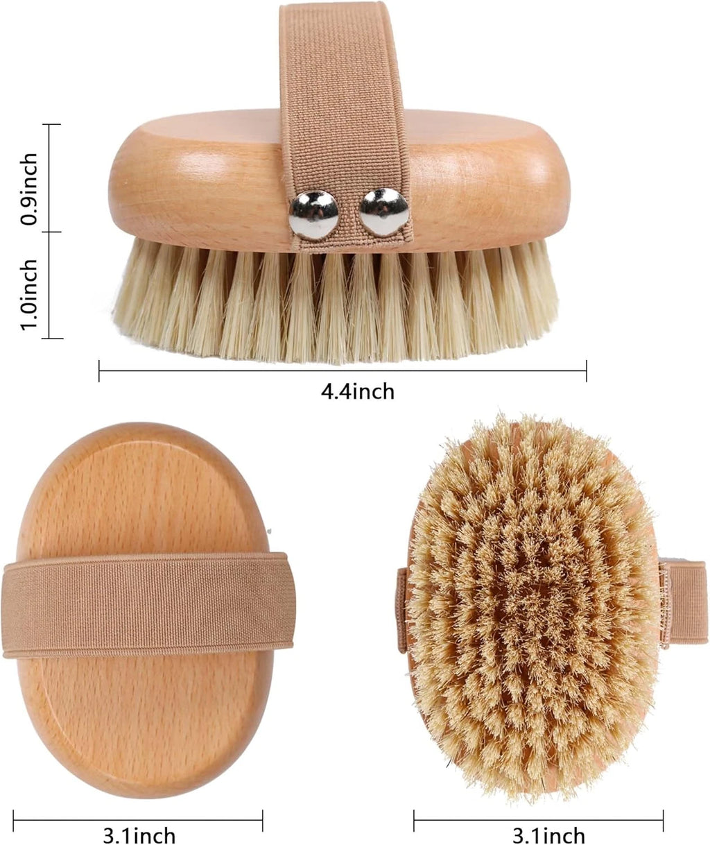 Dry Brushing Body Brush with Soft Vegan Bristles Antiskid Wooden Exfoliator Bath