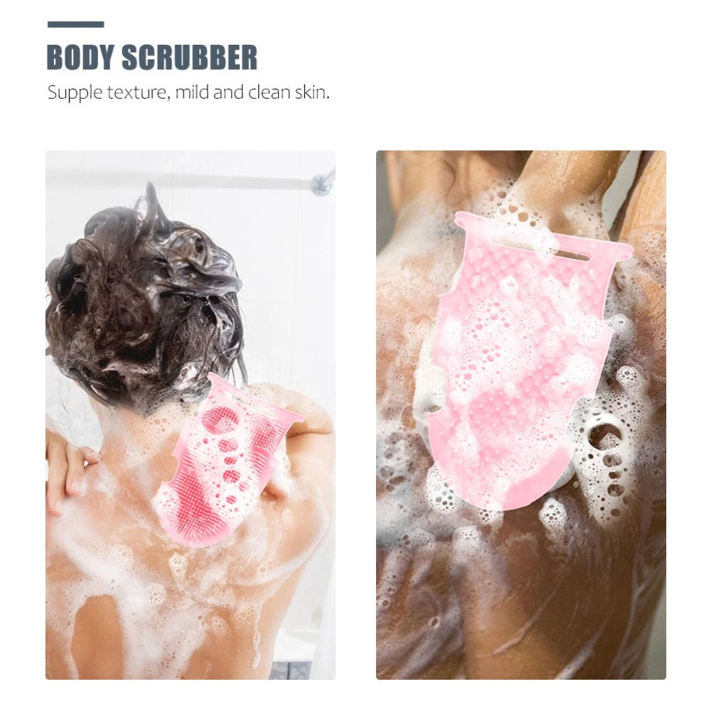 2 Pcs Bath Brush Child Soft Silicone Body Scrubber Portable Loofah