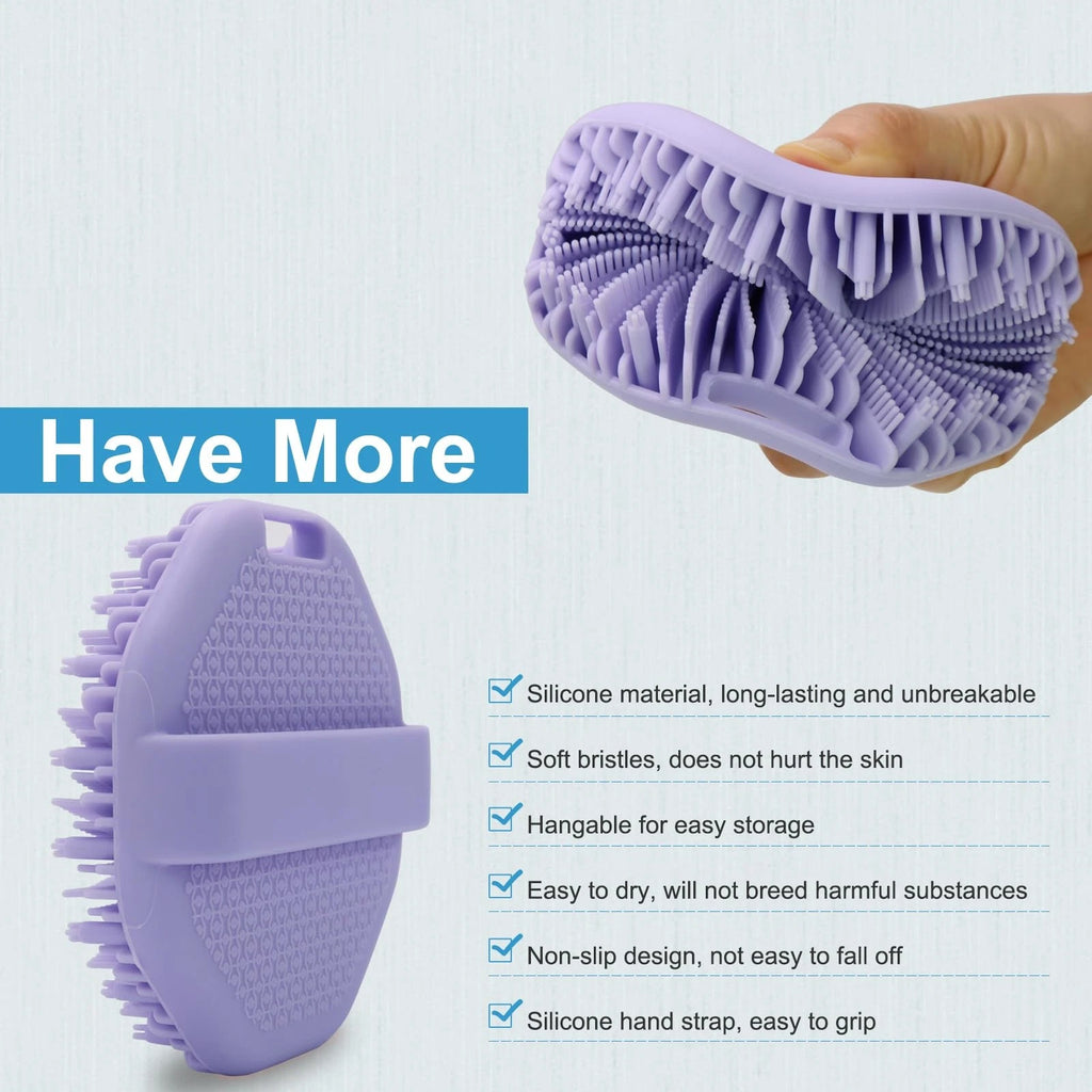Silicone Body Scrubber - Exfoliating Shower Brush with Anti-Slip Handle