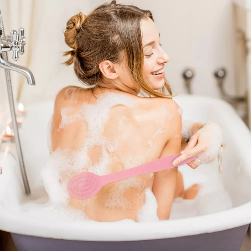 Curved Bath Body Shower Brush Long Shower Back Scrubber Handled