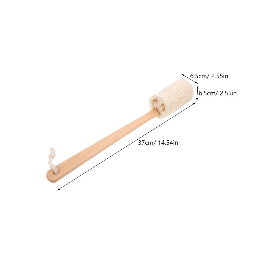 Loofah Bath Brush with Long Wooden Handle for Skin Care and Cleaning