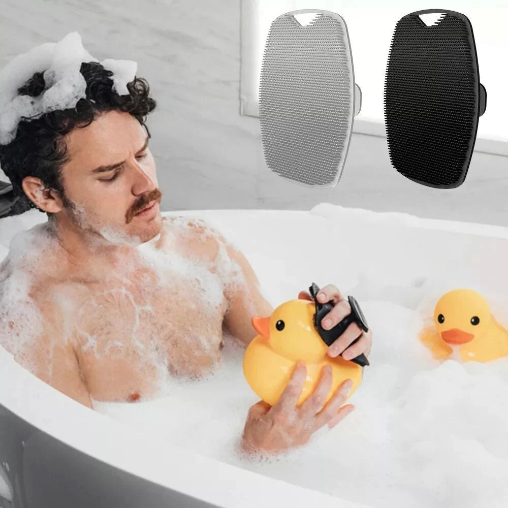 Silicone Body Shower Brush Scrubbers Flat Shower Brush Gentle Exfoliat - UK