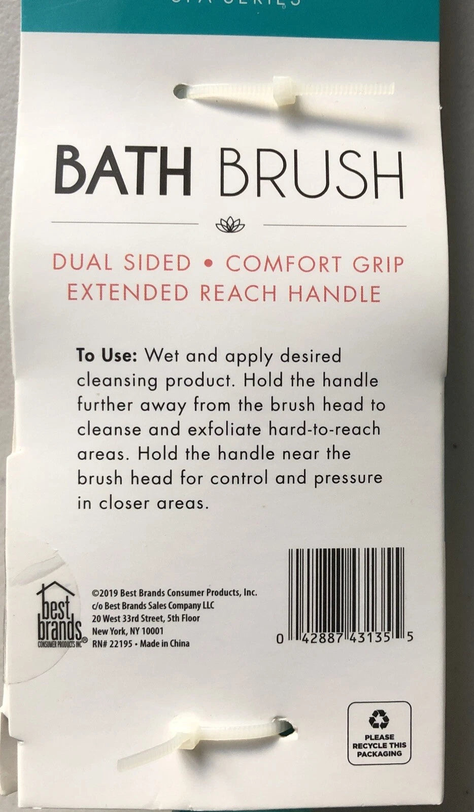 Glam & Beauty Spa Dual Sided Bath Shower Brush With Extended Reach Handle