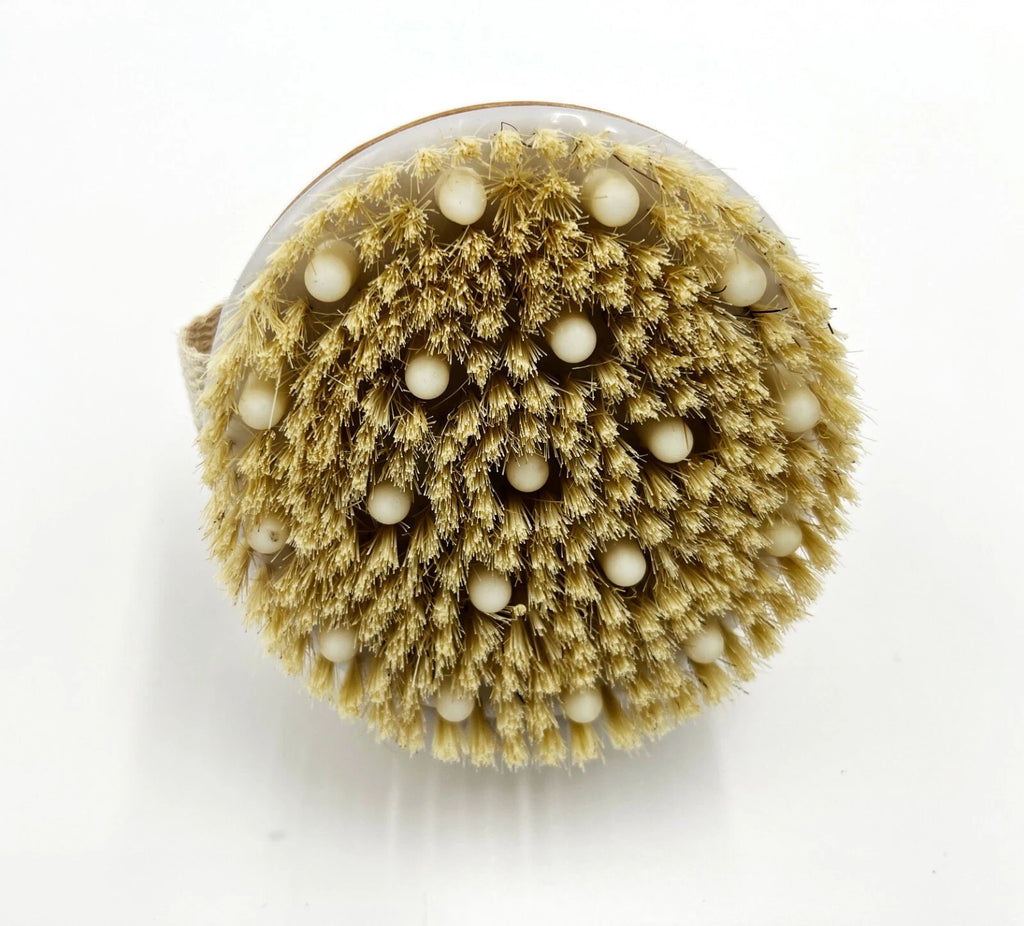 Body Brush Skin Exfoliating Massager Bath Shower Scrubber Natural Boar Bristles