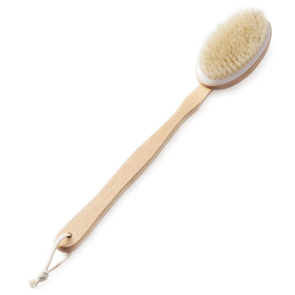 Durable Natural Long-Handled Bath Shower Body Back Dry Skin Spa Scrubber Brush G