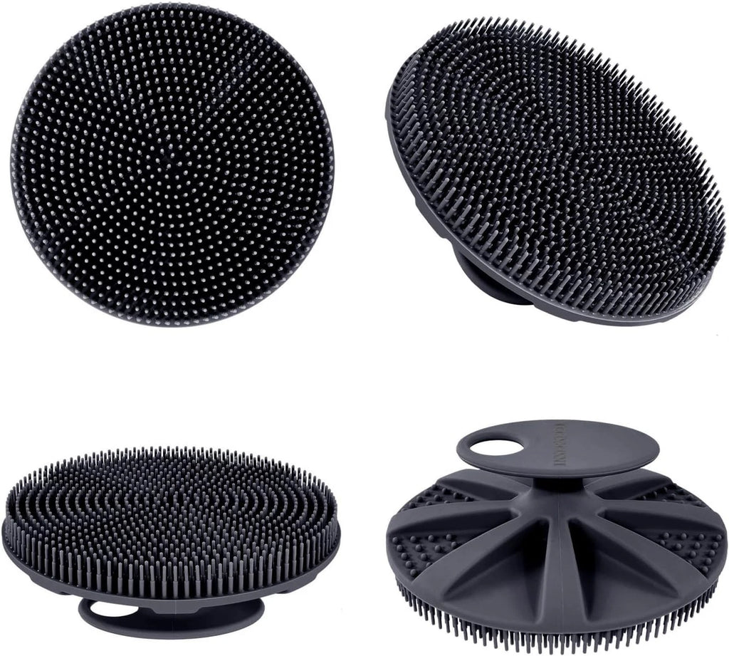 Gentle Exfoliating Silicone Body Scrubber Brush for Soft Skin (Black)