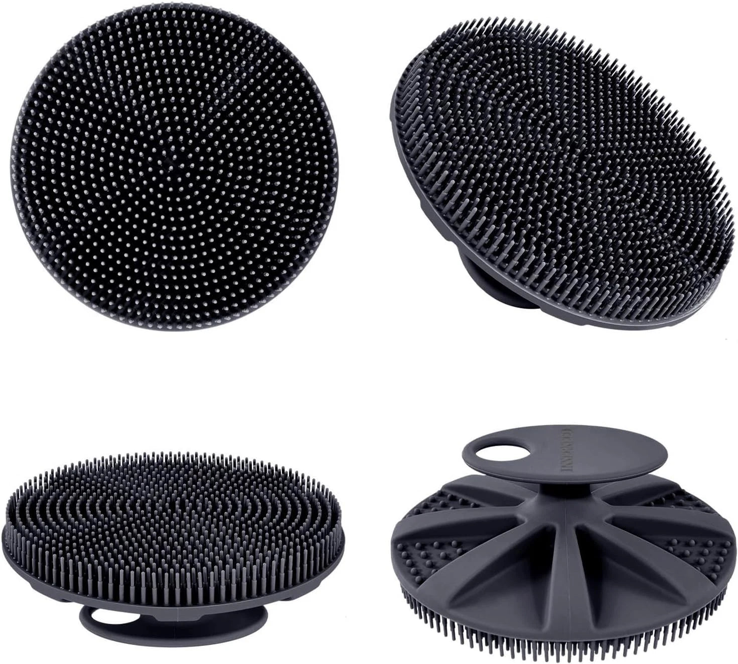 Gentle Exfoliating Silicone Body Scrubber Brush for Soft Skin (Black)