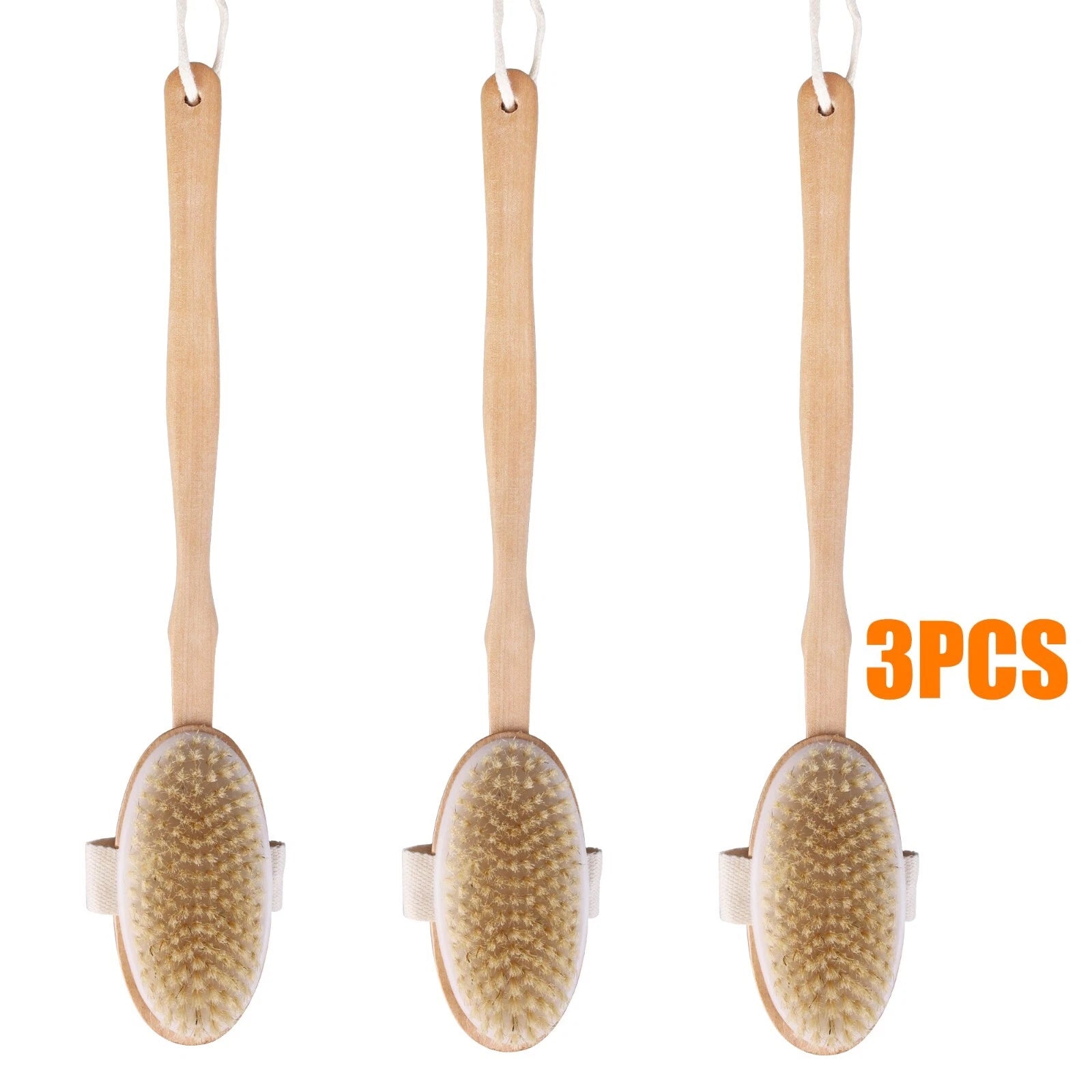 Natural Bristle Body Brush - Wooden Spa Scrubber for Dry Skin & Shower Care | US