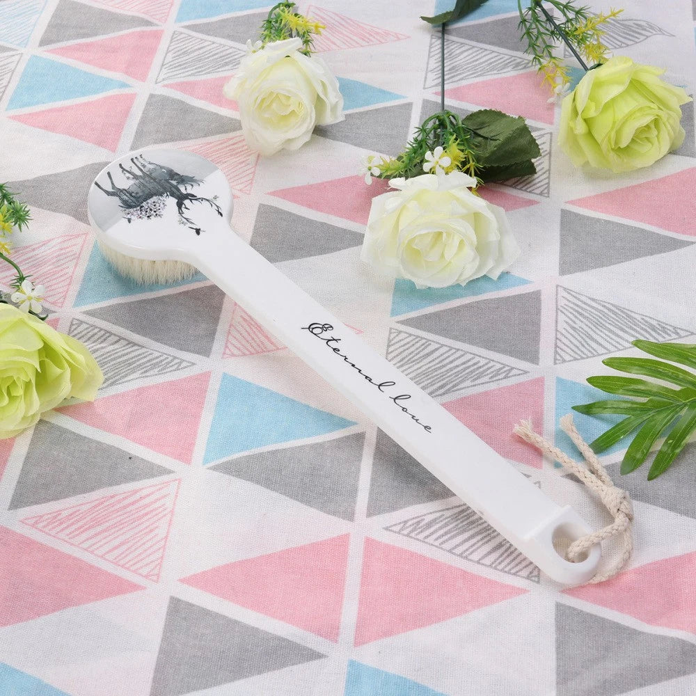 Long Handle Bath Scrubber Printed Body Brush Exfoliating Shower Brush (Wapiti)