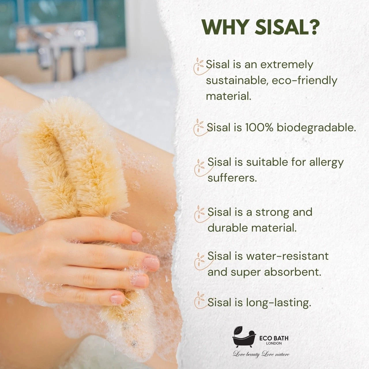 Eco Bath Natural Sisal Round Brush Japanese Style