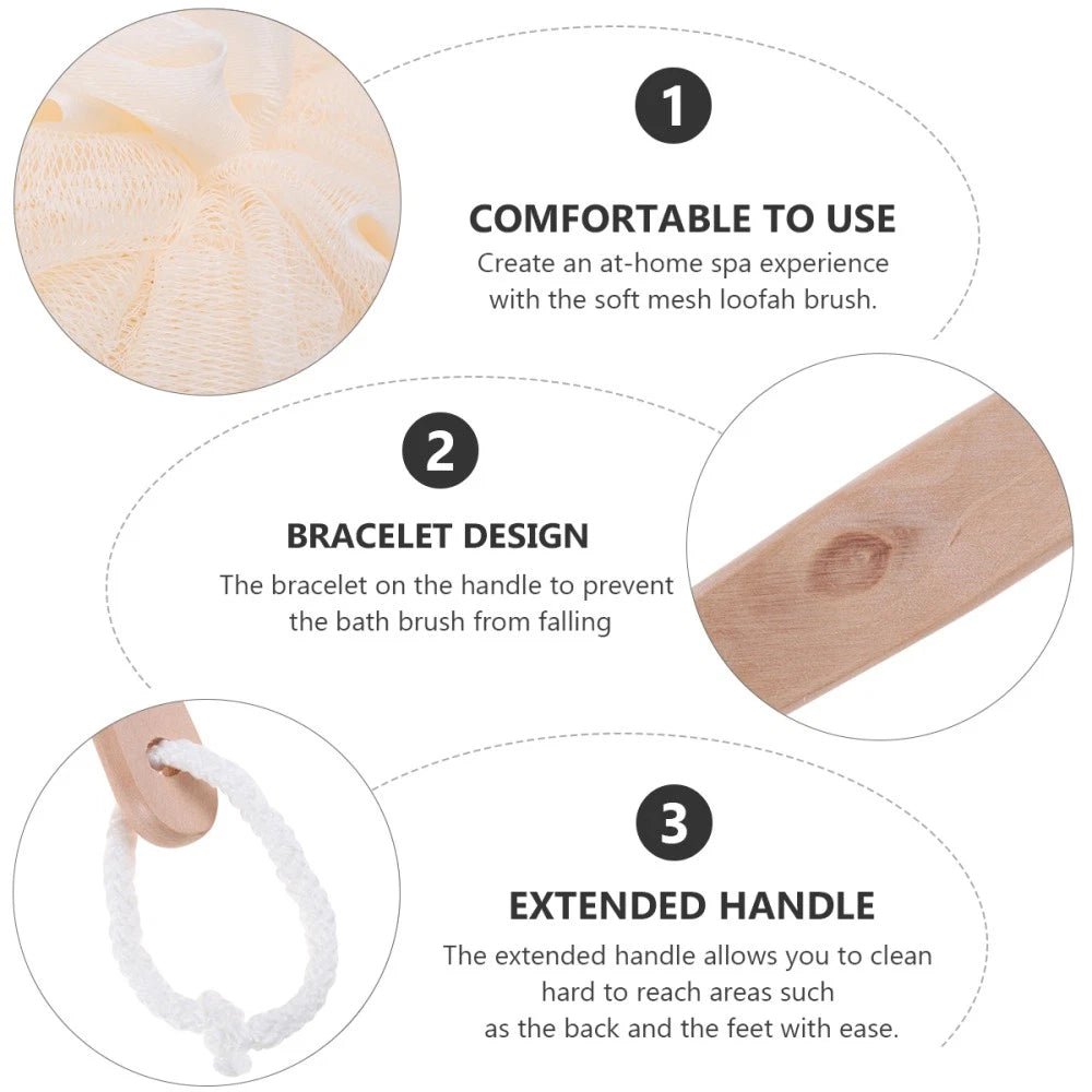 Long Handle Bath Sponge Brush Exfoliating Loofah Scrubber for